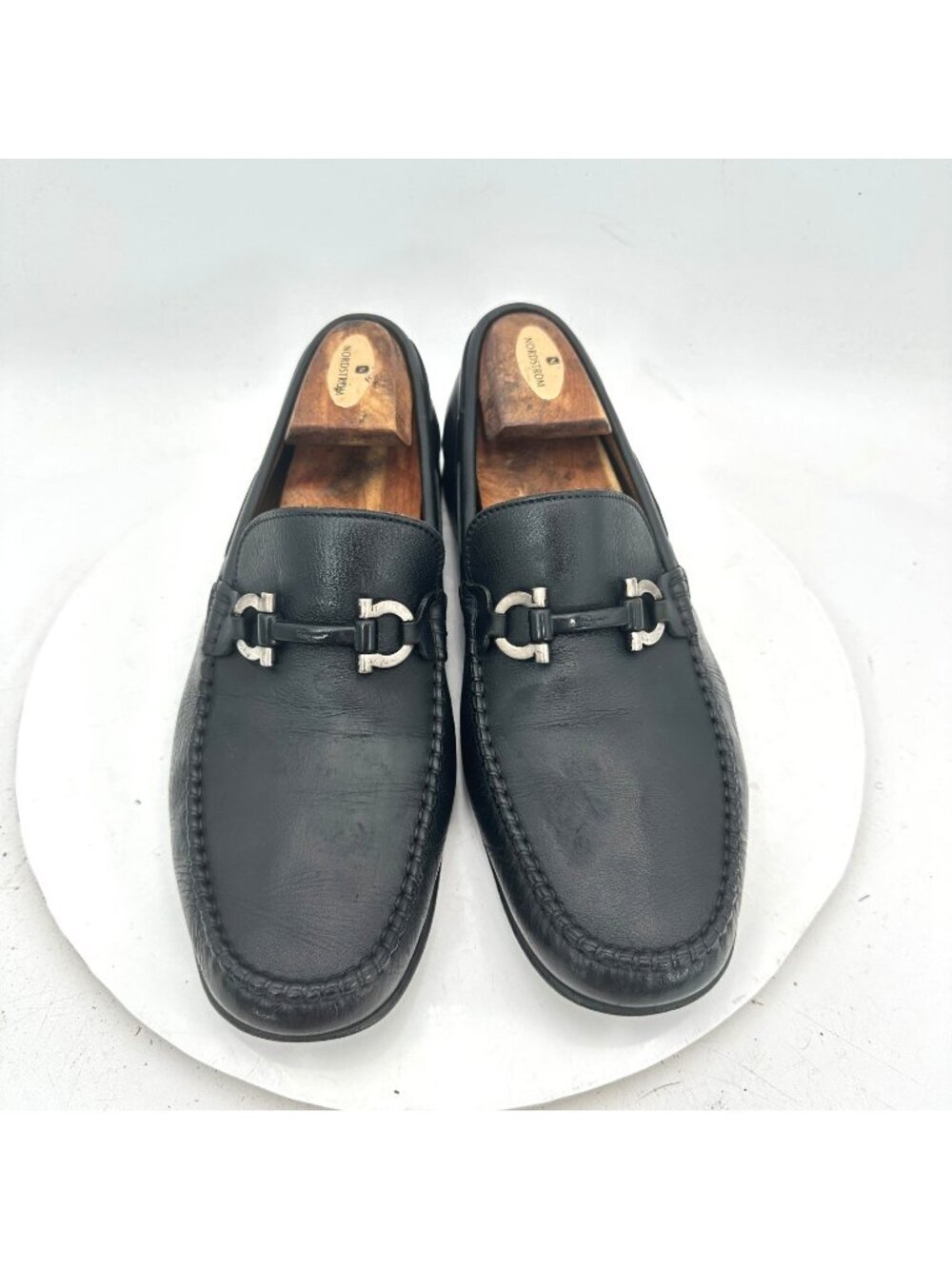 Salvatore Ferragamo Men Size 8 2E Black Leather Horsebit Loafer Dress Shoes